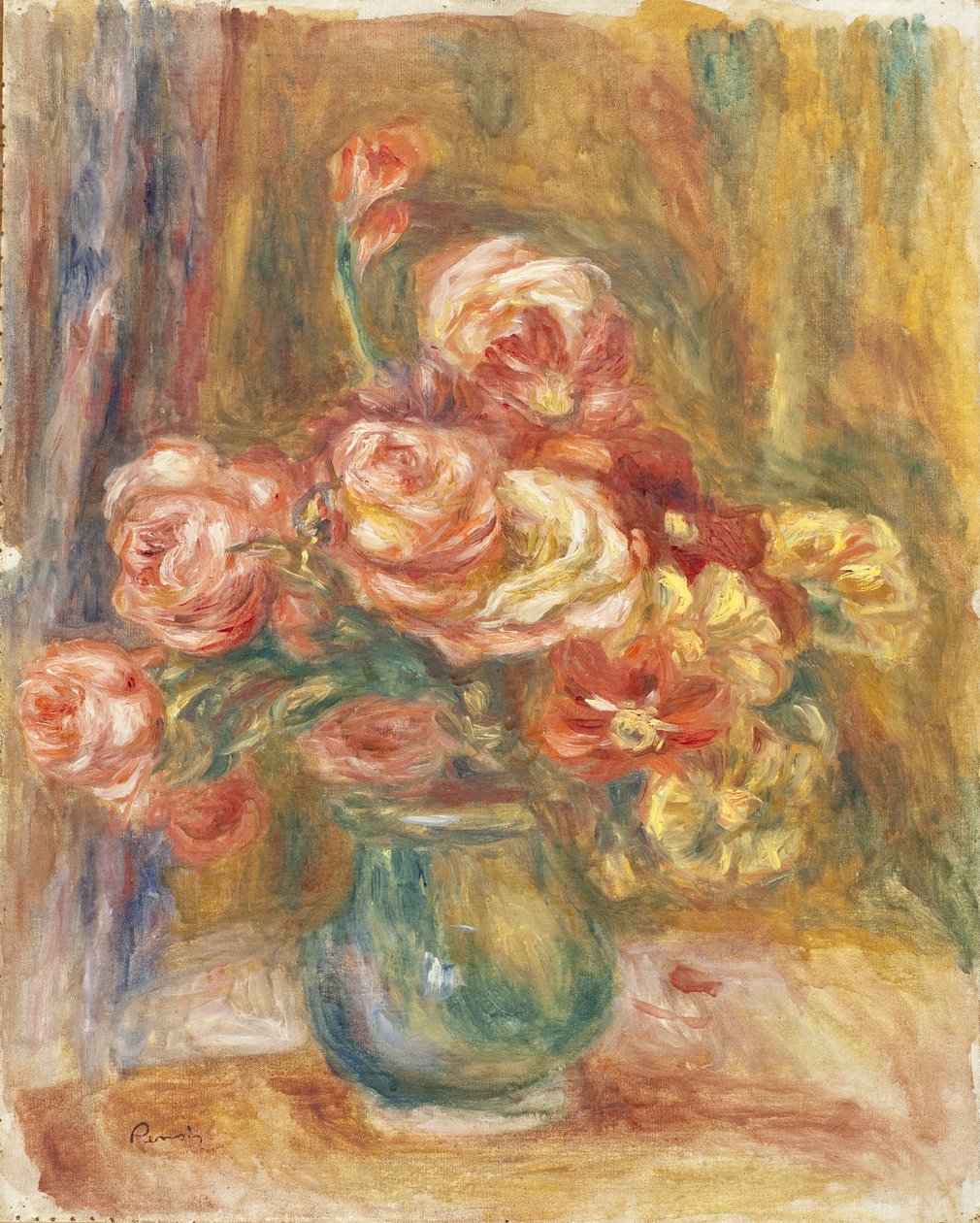 Vase med roser, 1890-1900 av Pierre Auguste Renoir