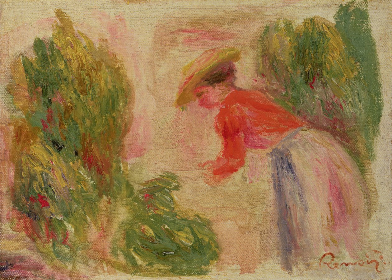 Kvinne som samler blomster 1906–10 av Pierre Auguste Renoir
