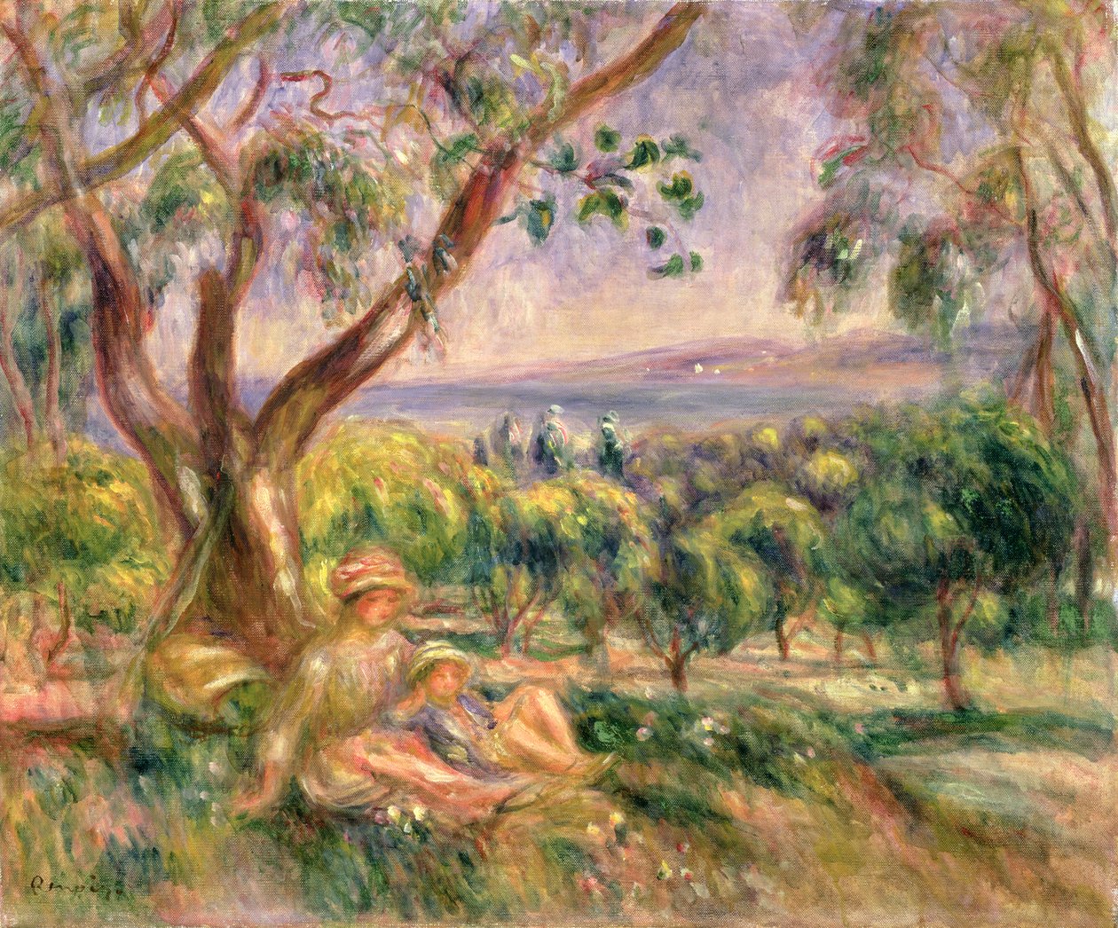 Kvinne og barn under et tre, ca. 1910 av Pierre Auguste Renoir