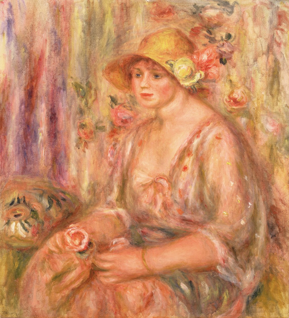 Kvinne i muslinkjole, 1917 av Pierre Auguste Renoir
