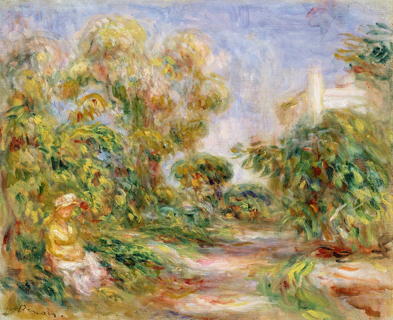 Kvinne i et landskap, ca. 1918 av Pierre Auguste Renoir