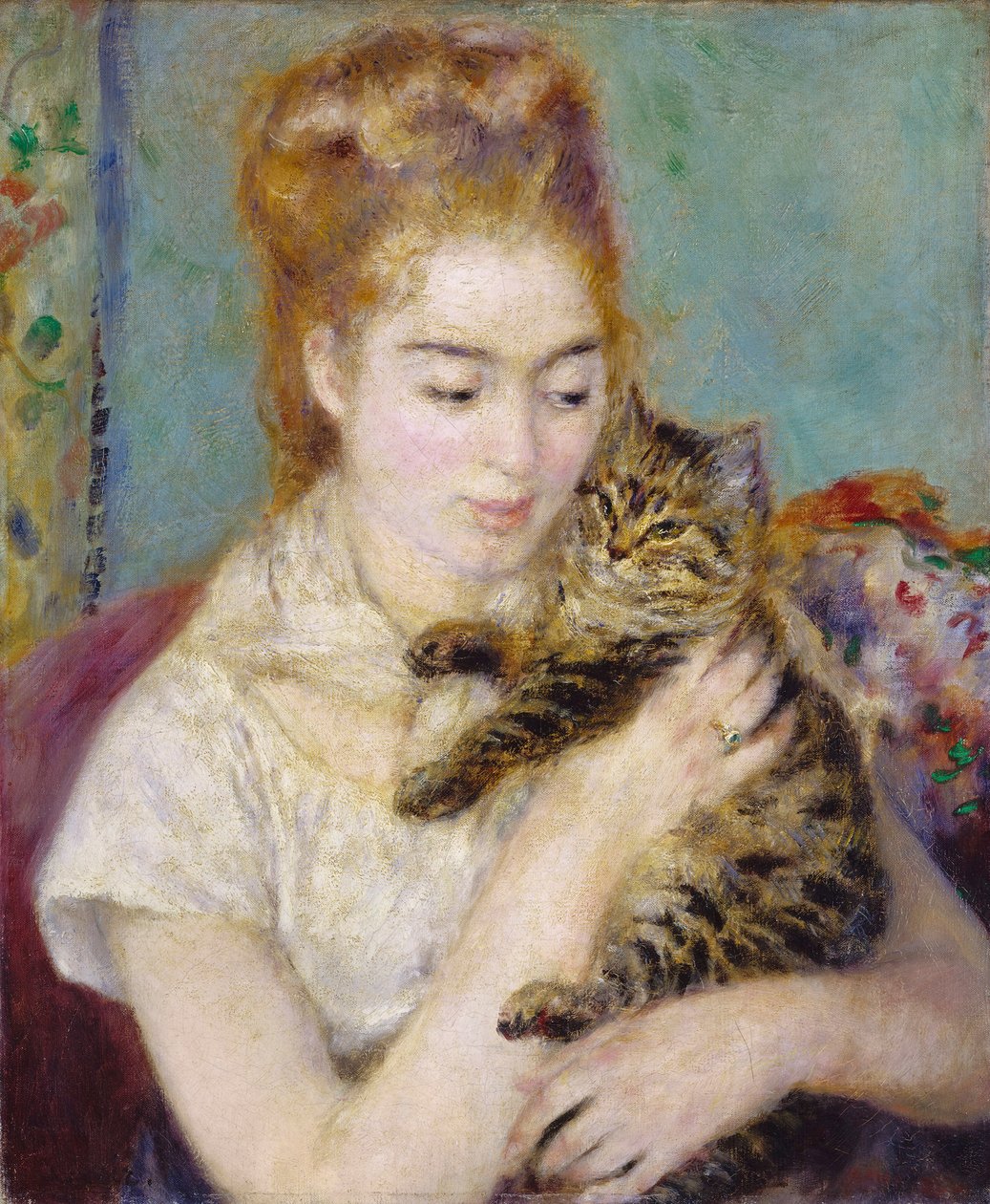 Kvinne med en katt av Pierre Auguste Renoir