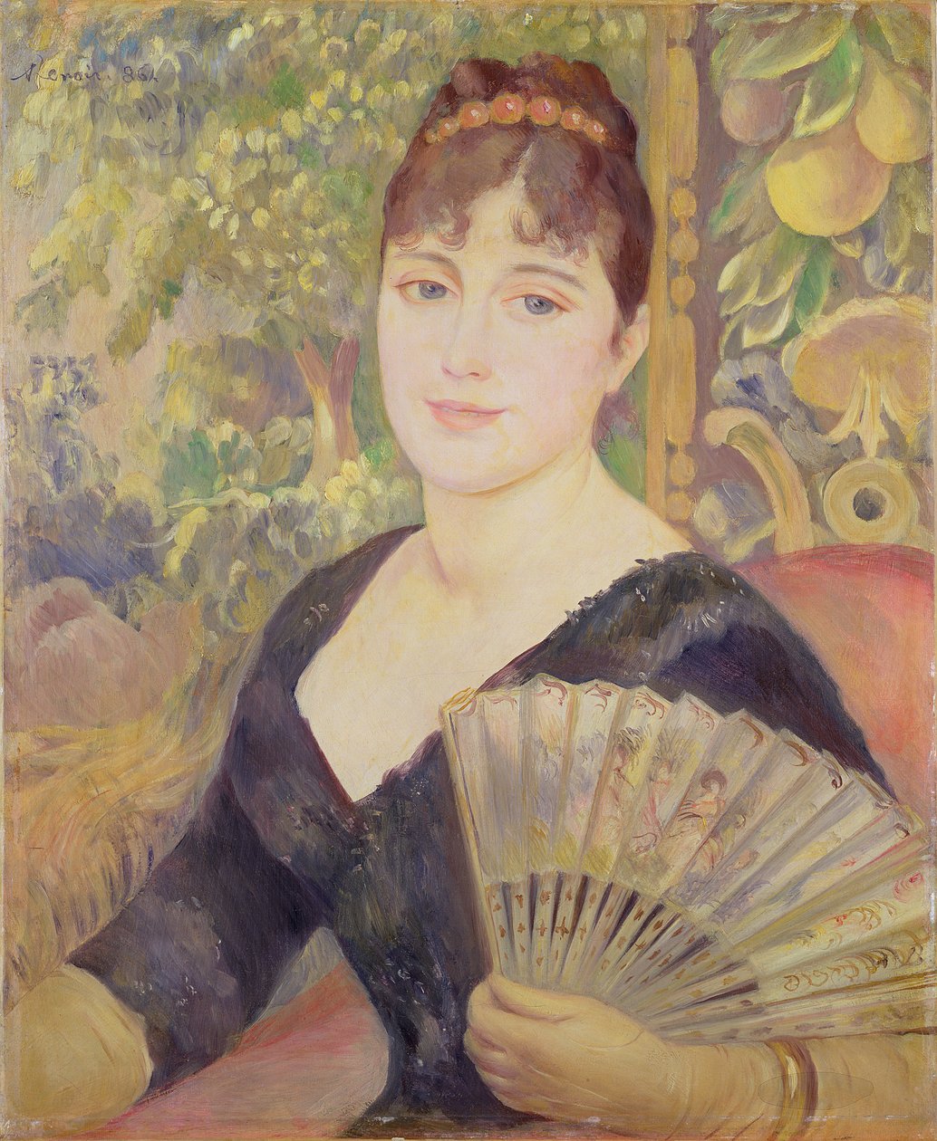 Kvinne med fan, 1886 av Pierre Auguste Renoir