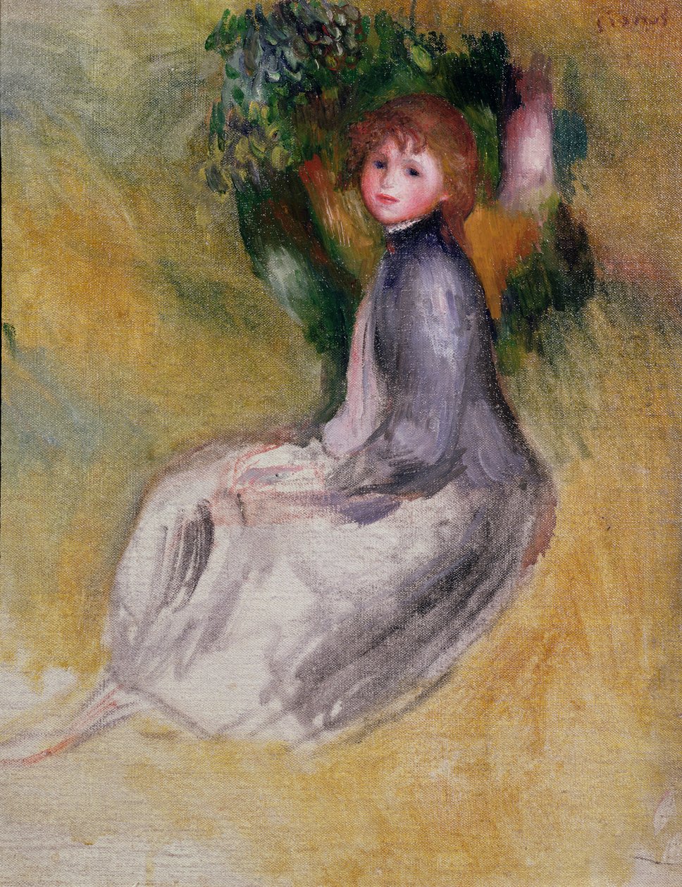 Ung jente sittende, 1885 av Pierre Auguste Renoir