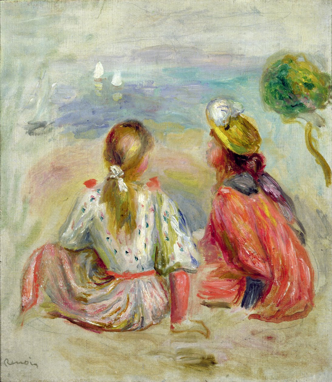 Unge jenter på stranden, ca. 1898 av Pierre Auguste Renoir