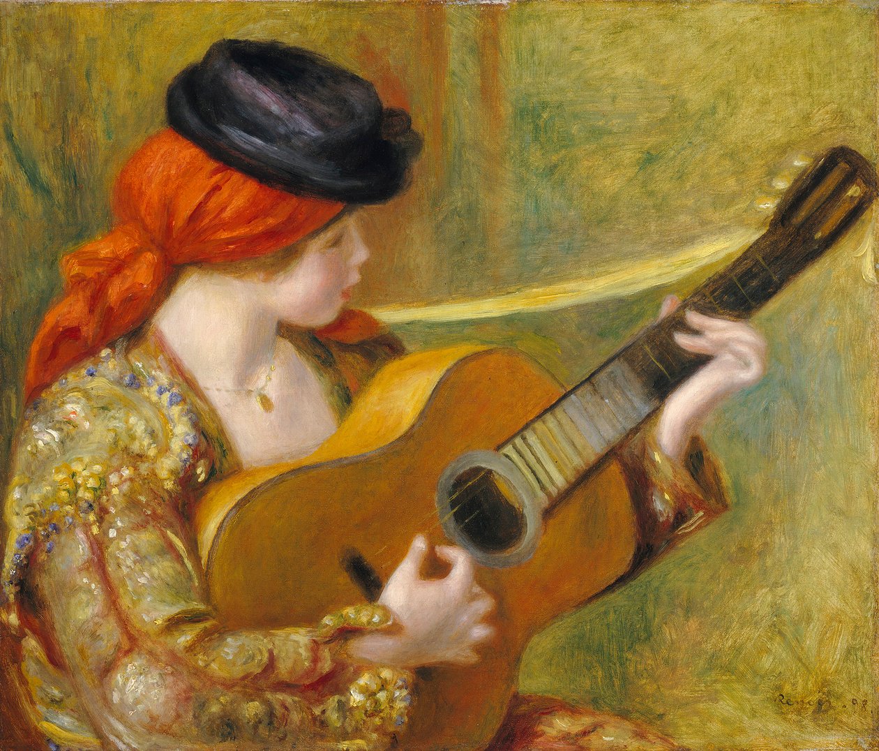 Ung spansk kvinne med gitar, 1898 av Pierre Auguste Renoir