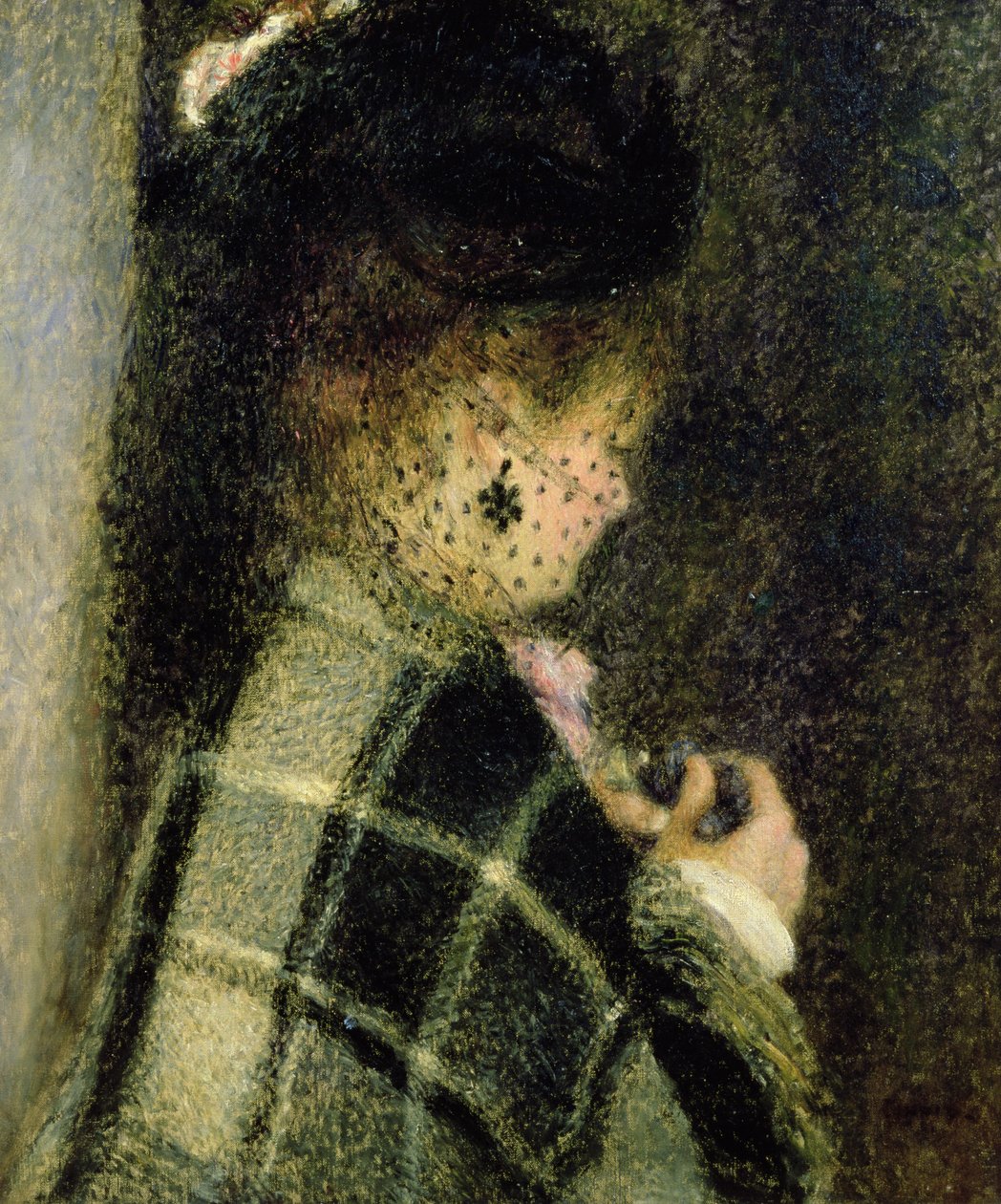 Ung kvinne med et lite slør, ca. 1875 av Pierre Auguste Renoir