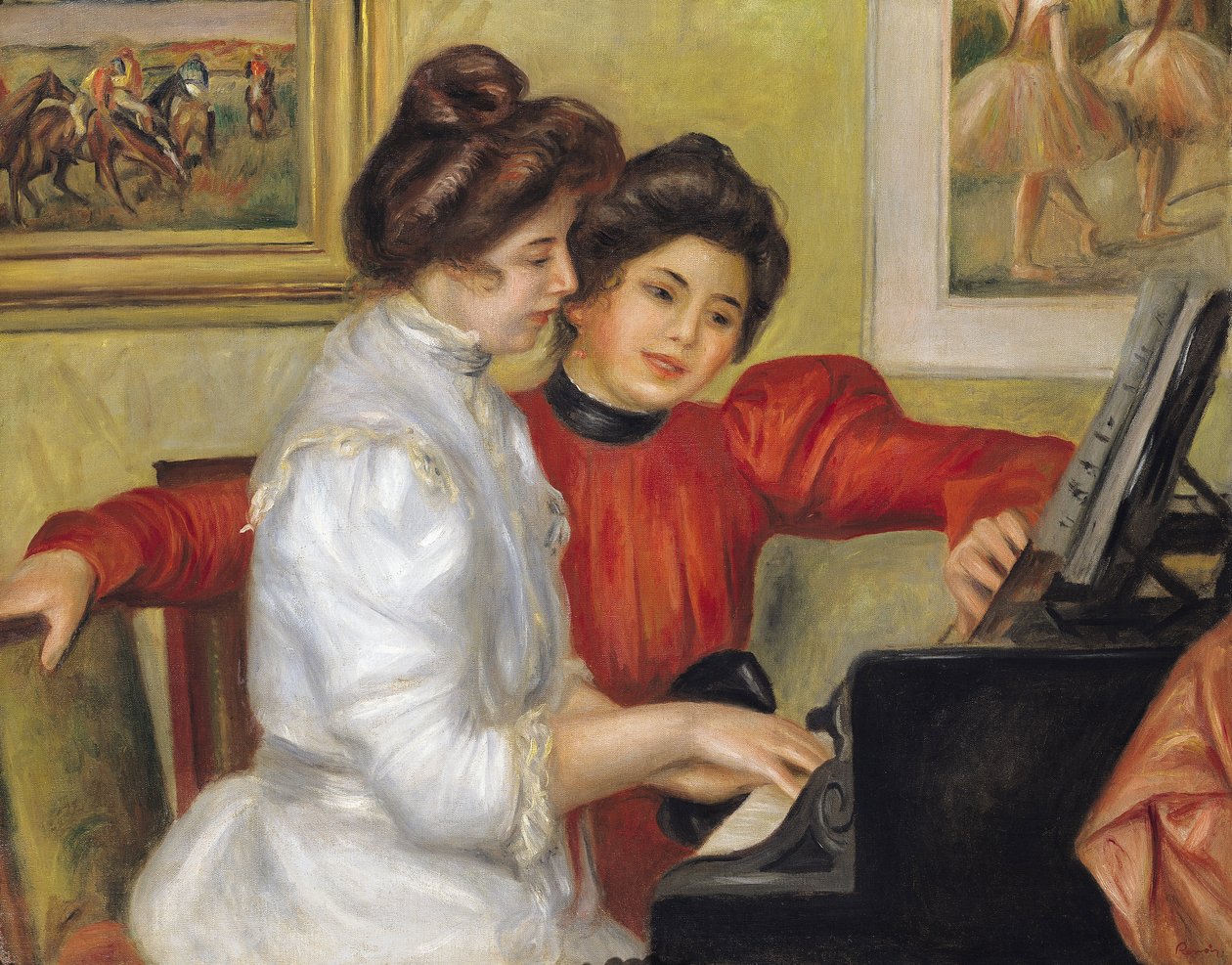 Yvonne og Christine Lerolle ved pianoet, 1897 av Pierre Auguste Renoir