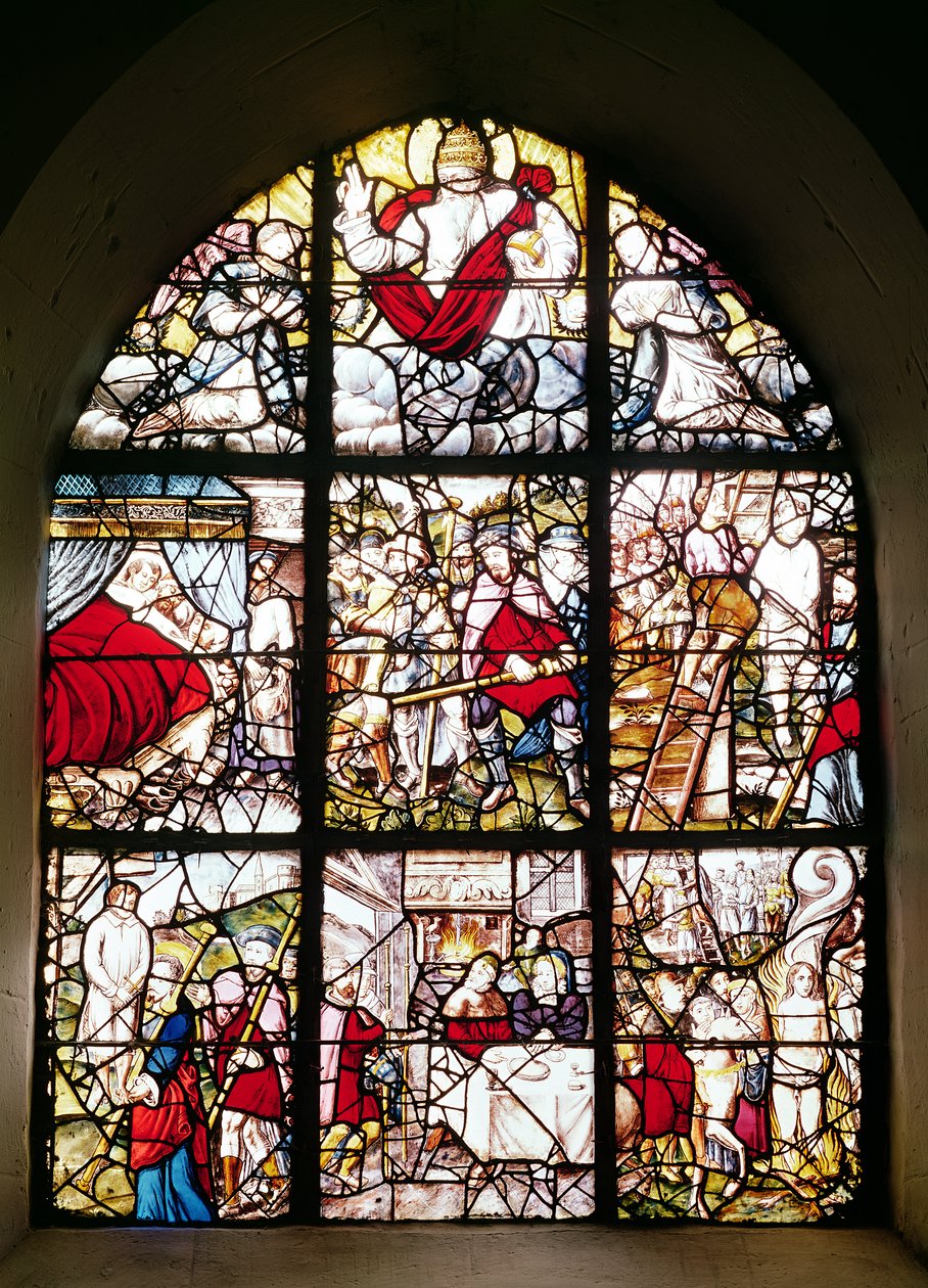 Vinduet til pilegrimene til St. James av Compostela, 1593 (farget glass) av Pierre Bacon