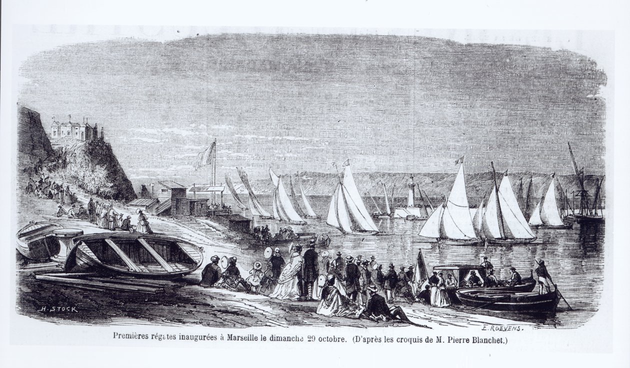 De første regattaene i Marseilles, fra Le Monde Illustre, 9. november, 1861 av Pierre Blanchet