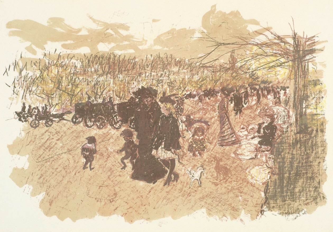 Avenue du Bois, litografi fra serien Noen aspekter av livet i Paris av Pierre Bonnard