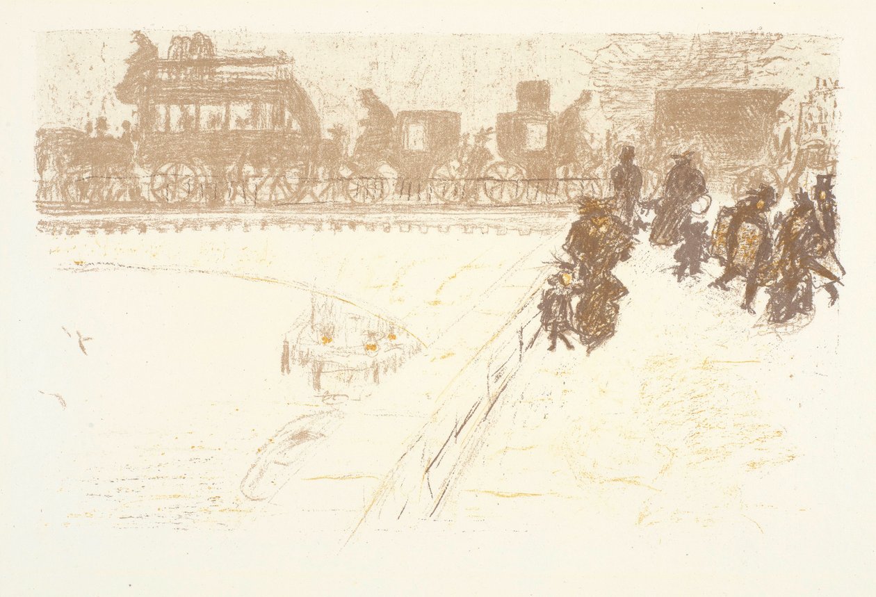 Le Pont, litografi fra serien Noen aspekter av livet i Paris av Pierre Bonnard