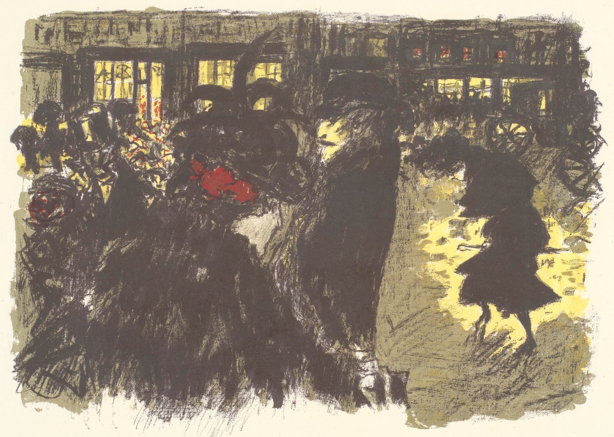 Place le soir, litografi fra serien Noen aspekter av livet i Paris av Pierre Bonnard