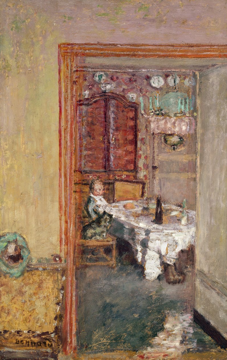 Ung gutt i spisestuen, ca. 1898 (olje på kort) av Pierre Bonnard