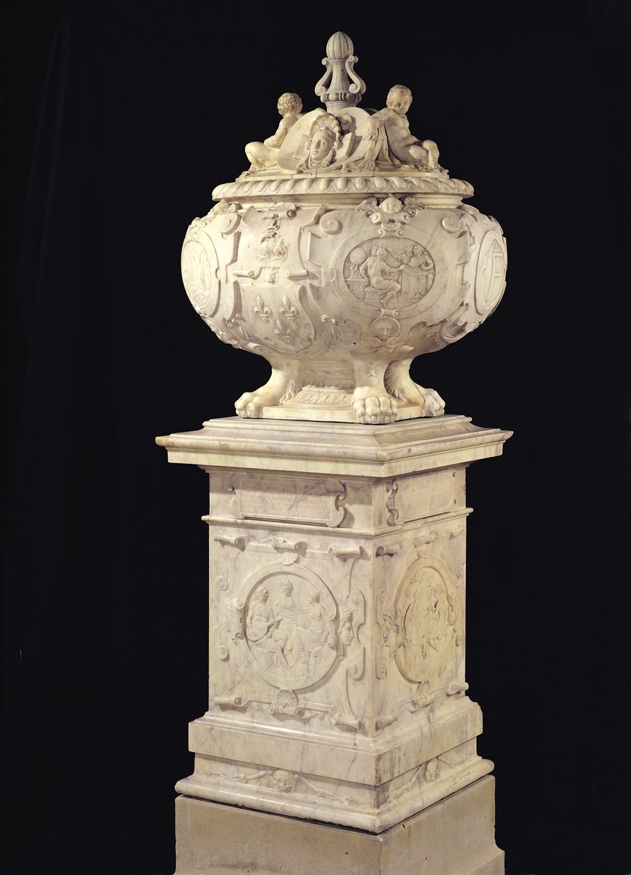 Begravelsesurne som inneholder hjertet til Francois I (1494-1547) 1556 (marmor) av Pierre Bontemps