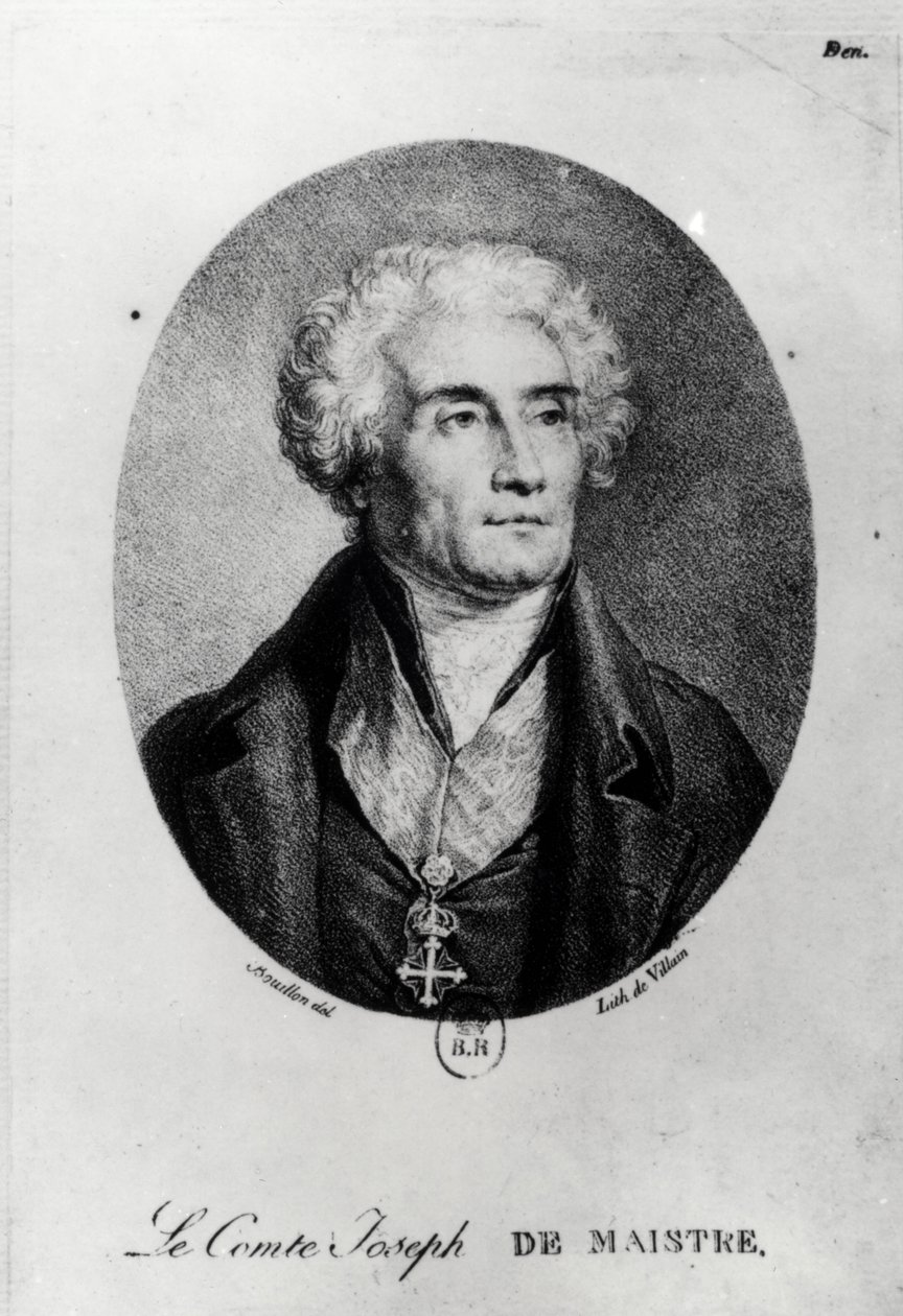 Portrett av grev Joseph de Maistre (1753-1821), gravert av Francois le Villain av Pierre Bouillon