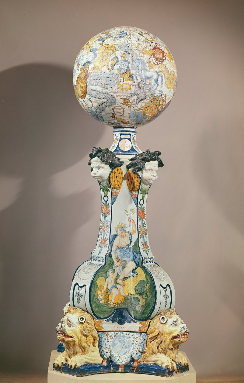Himmelkule på en sokkel med fire løver, 1725 (keramikk) av Pierre Chapelle