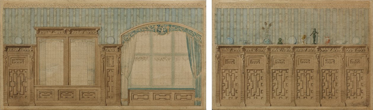 Design for to rom i De Haar slott av Pierre Cuypers