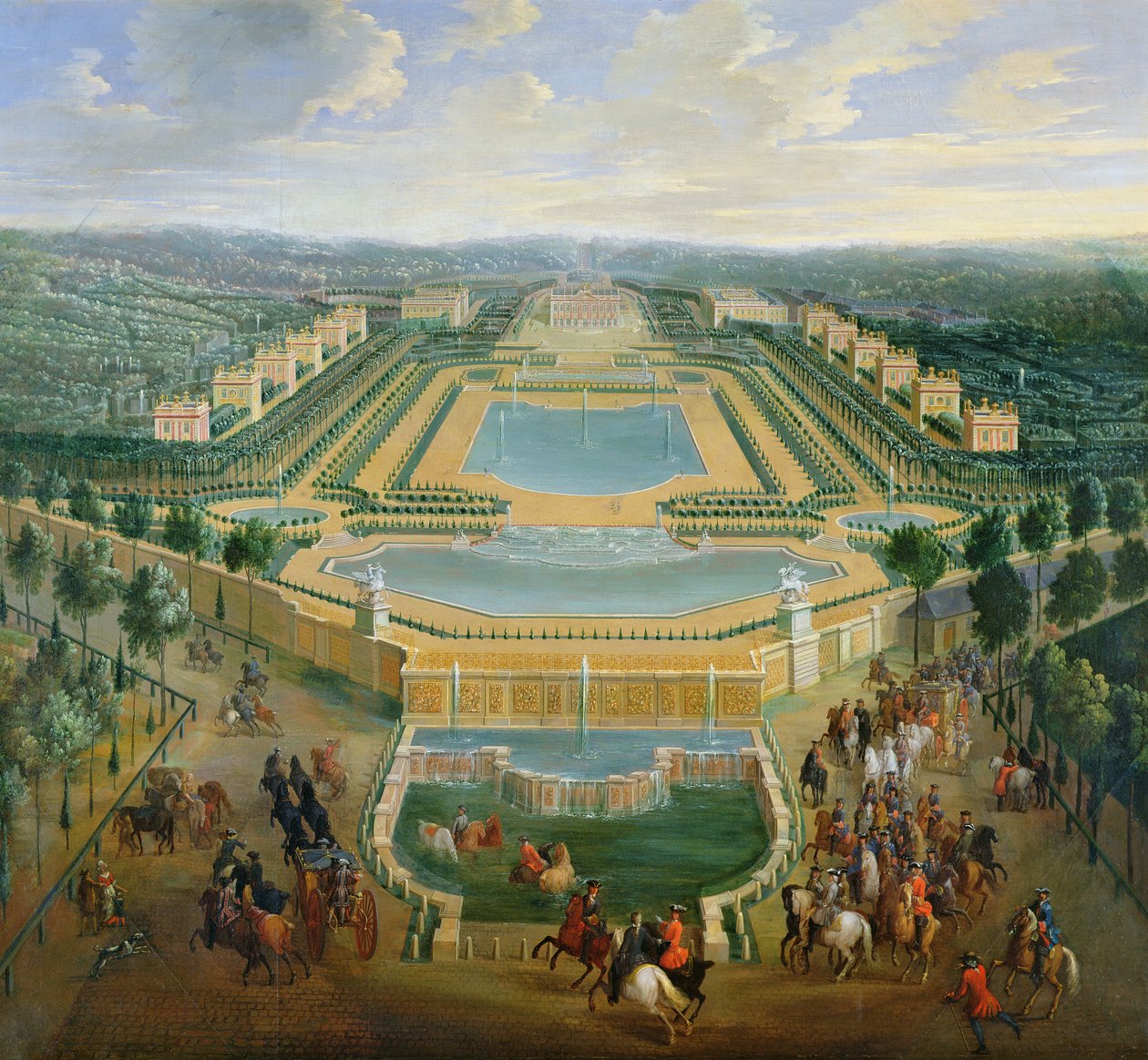 Generell utsikt over slottet og paviljongene i Marly, 1722 av Pierre Denis Martin