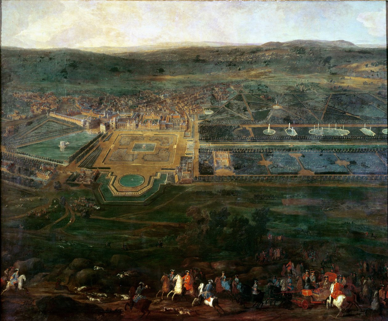 Louis XIV (1638-1715) på jakt i nærheten av slottet Fontainebleau av Pierre Denis Martin