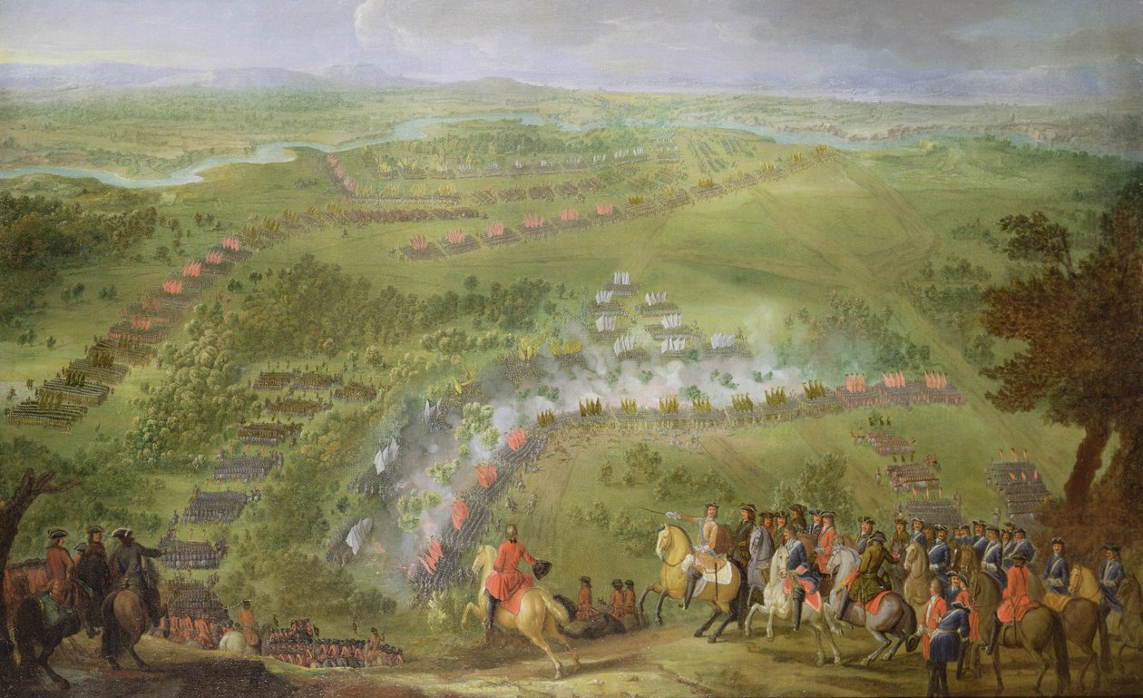 Slaget ved Lesnaya i 1708 av Pierre-Denis Martin