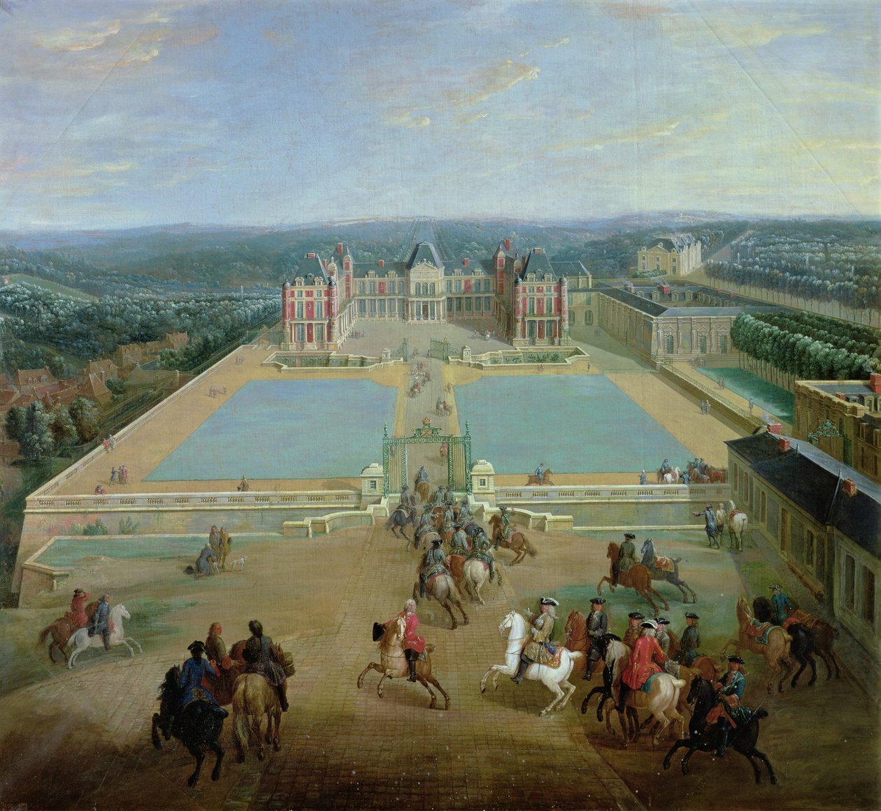 Chateau de Meudon fra siden av avenyen, 1722 av Pierre Denis Martin