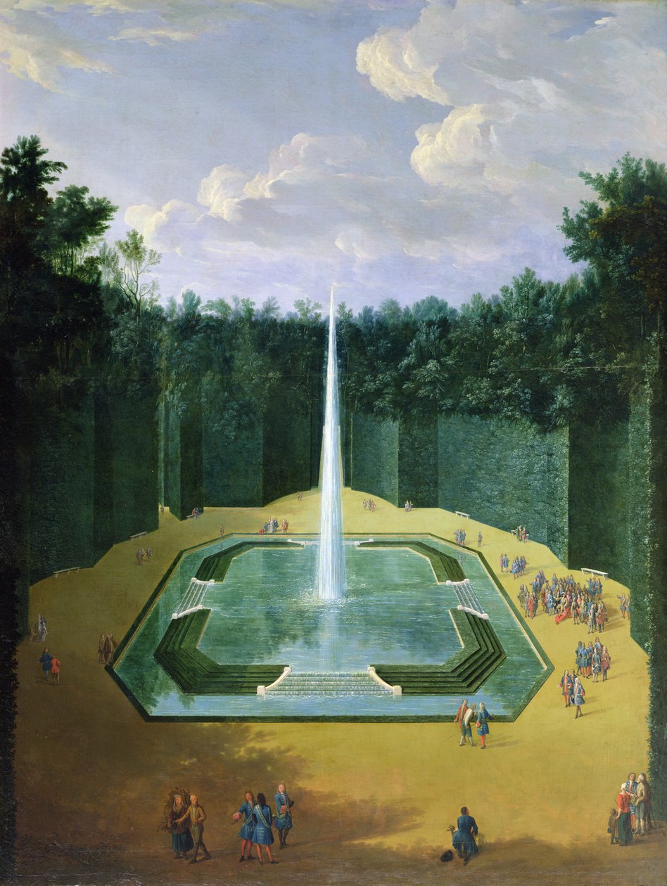 Utsikt over fontene-obelisken i hagene i Versailles (Louis XIV-promenaden) av Pierre Denis Martin
