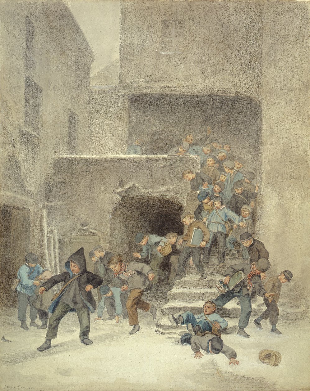 Ut av skolen, 1800-tallet av Pierre Edouard Frere
