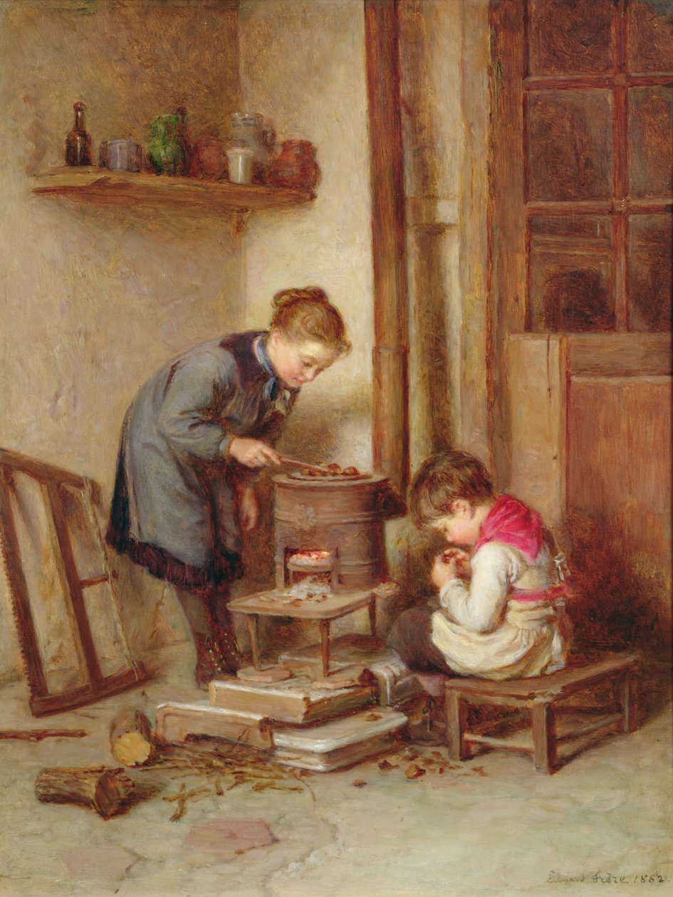 Steking av kastanjer, 1882 av Pierre Edouard Frere