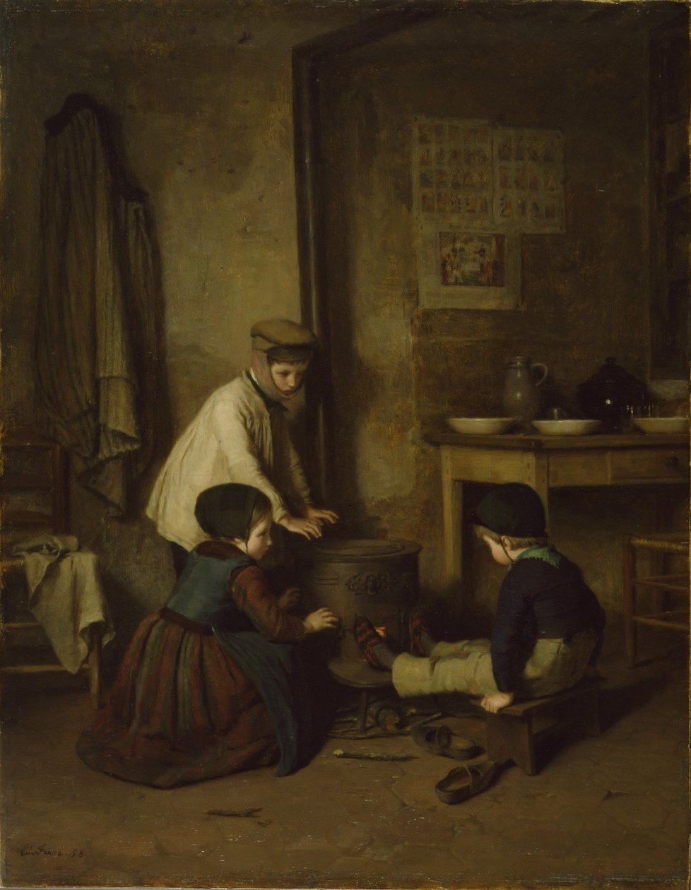 Den kalde dagen, 1858 av Pierre Edouard Frere