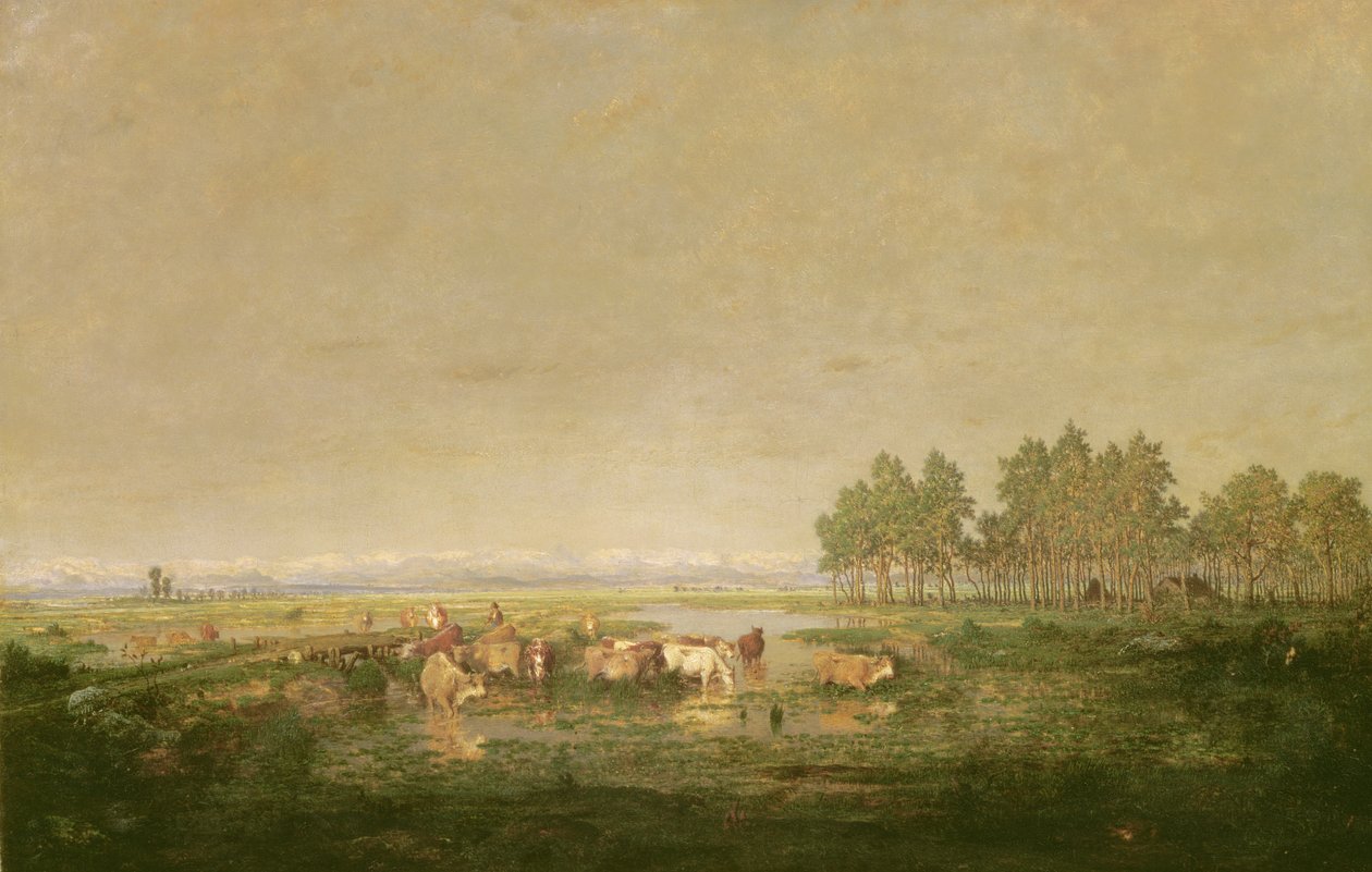 Myrland i Les Landes, ca. 1853 av Pierre Etienne Theodore Rousseau