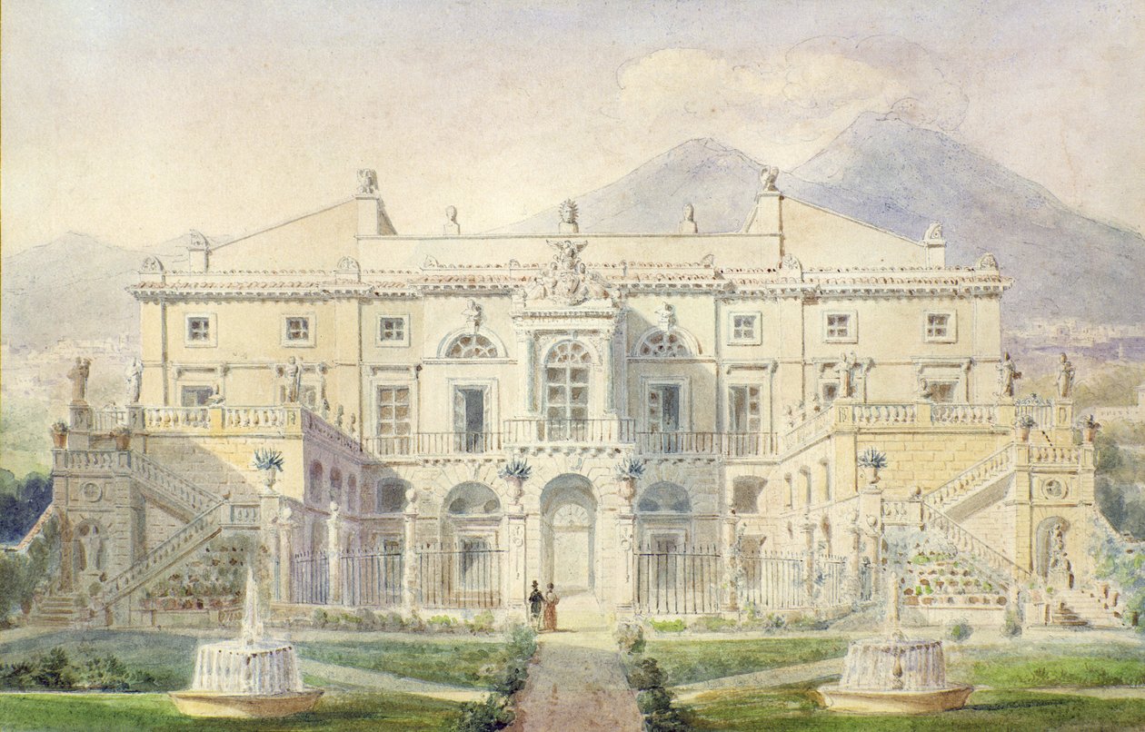 Utsikt over en villa ved Napolibukten av Pierre Francois Leonard Fontaine