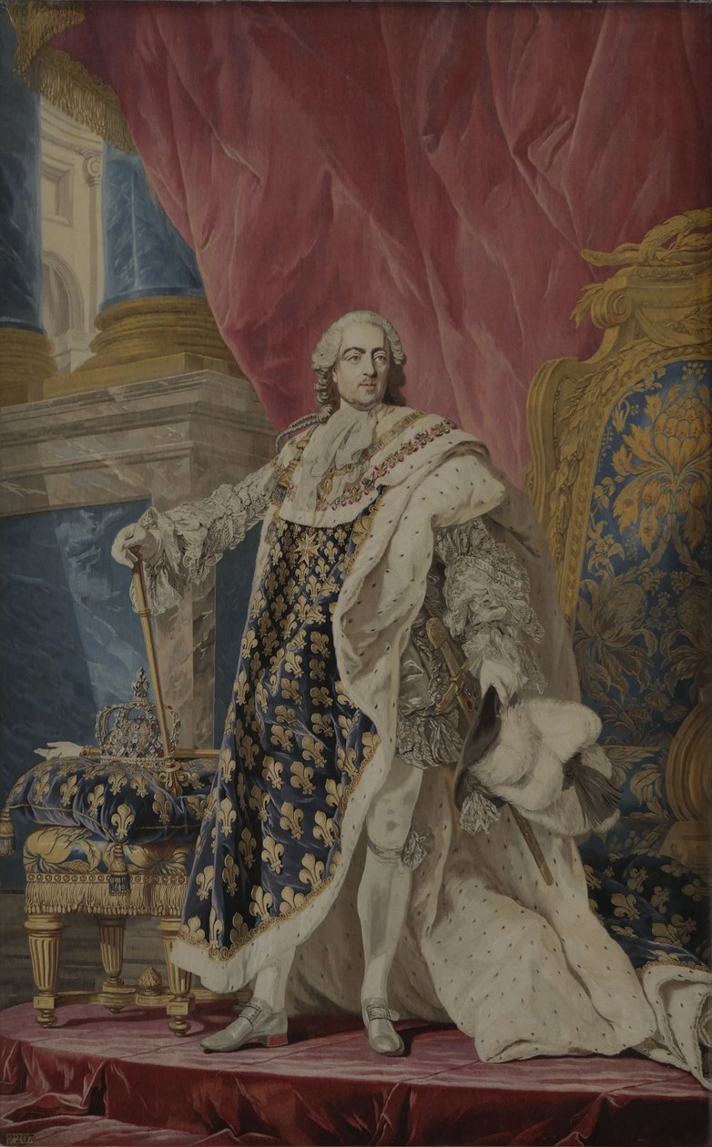 Portrett av Louis XV i kongelig drakt av Pierre François Cozette