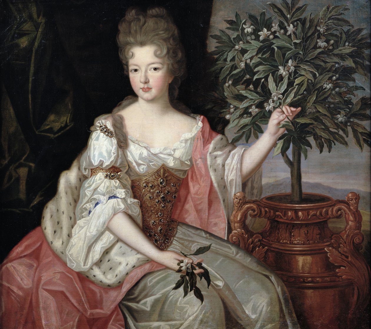 Portrett av Francoise Marie de Bourbon (1677-1749) hertuginne av Orleans (Mademoiselle de Blois) av Pierre Gobert