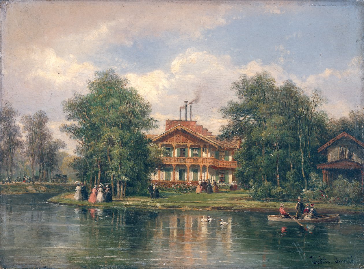 Hytta med den gule døren i Bois de Vincennes, ca. 1862 av Pierre Justin Ouvrie