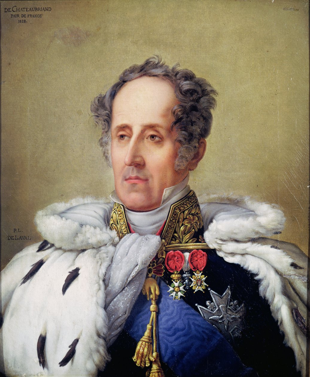 Portrett av Francois Rene (1768-1848) Vicomte de Chateaubriand, 1828 av Pierre Louis Delaval