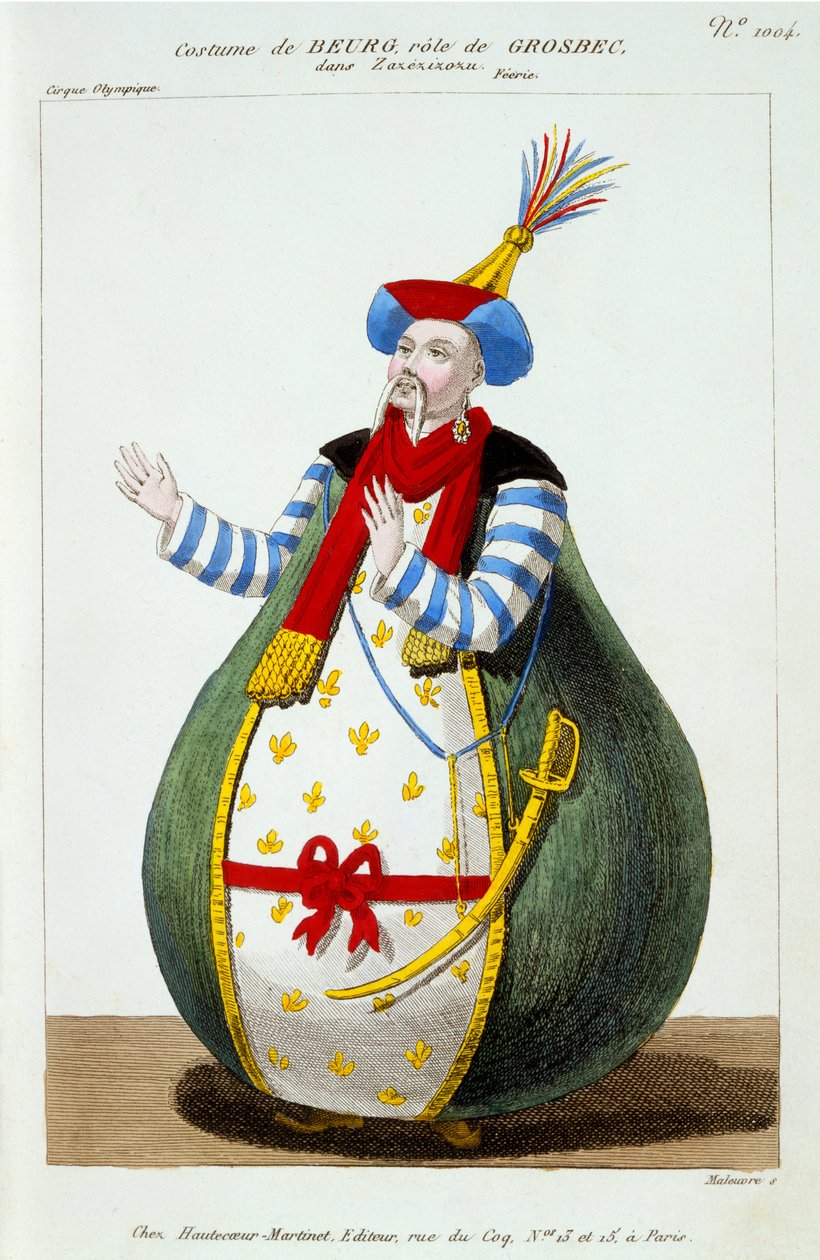 Kostyme til Beurg, fra Cirque Olympique, i rollen som Grosbec i Zazezizozu, fra 