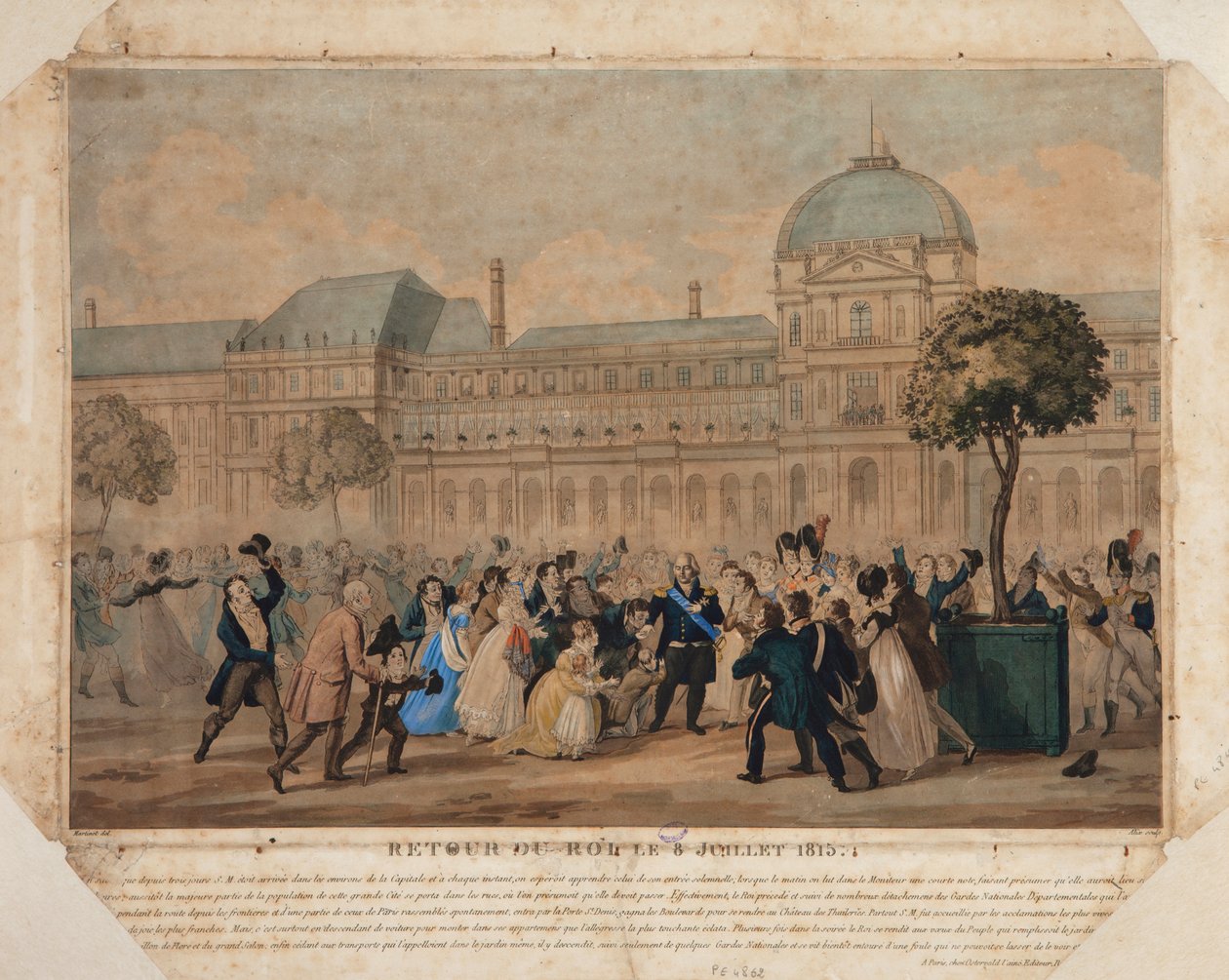 Kongens retur, 8. juli 1815, 1815 (farget akvatint) av Pierre Michel Alix