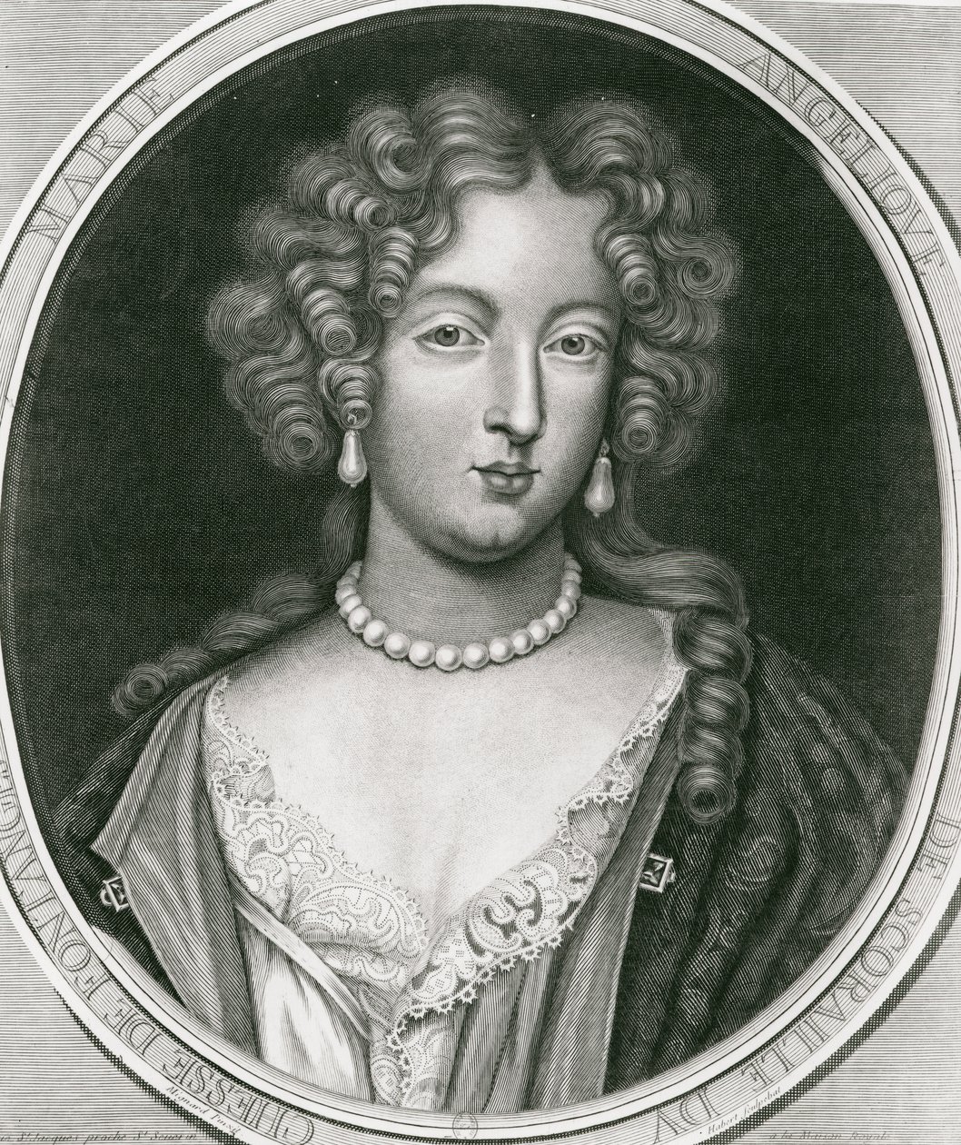 Portrett av Marie Angelique de Scoraille, hertuginne av Fontanges (1661-81) av Pierre Mignard