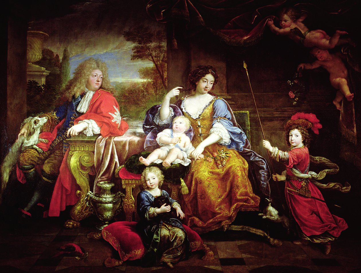 Grand Dauphin med sin kone og barn, 1687 av Pierre Mignard