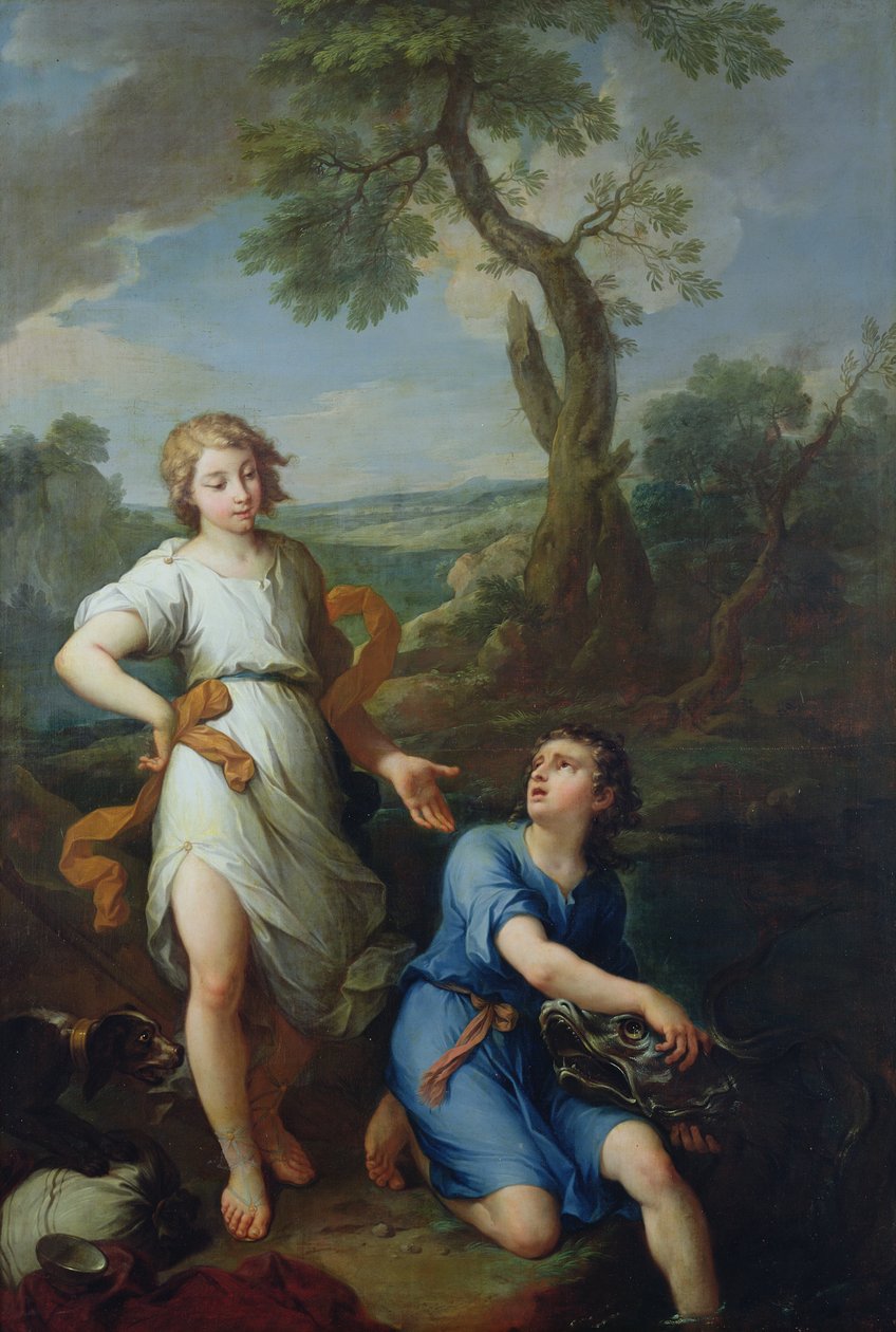 Fangst av fisken i elven Tigris av den unge Tobias, 1733 av Pierre Parrocel