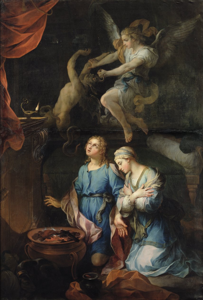 Tobias og Sarahs ekteskap. Den første natten, 1733 av Pierre Parrocel