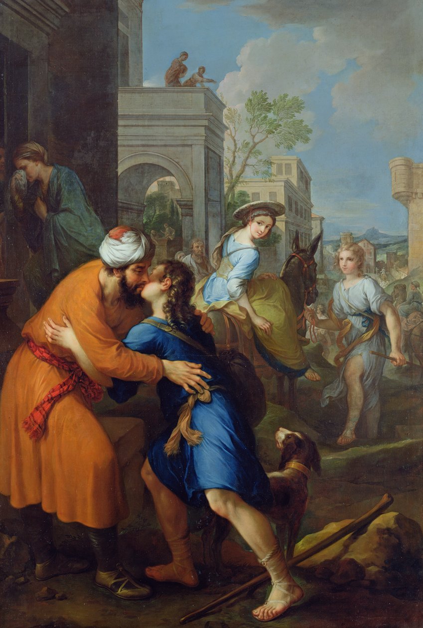 Tobias tar farvel med sin svigerfar, Raguel av Pierre Parrocel