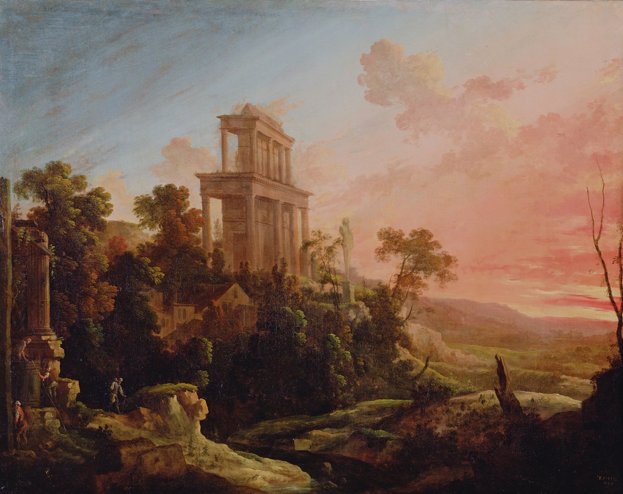 Landskap med solnedgang, 1705 av Pierre Patel