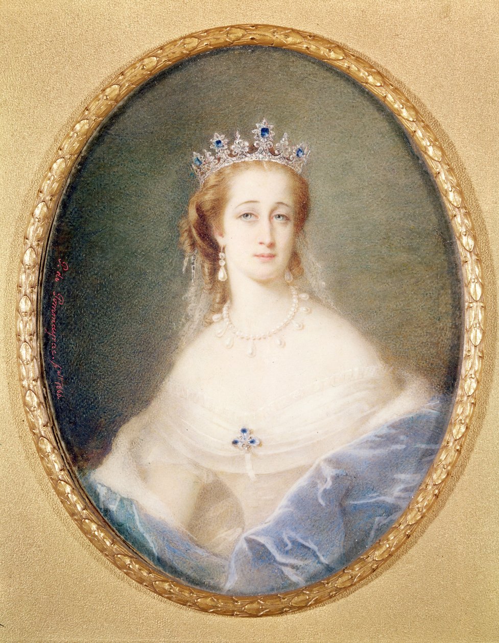 Portrettminiatyr av keiserinne Eugenie (1826-1920), 1860 av Pierre Paul Emmanuel de Pommayrac