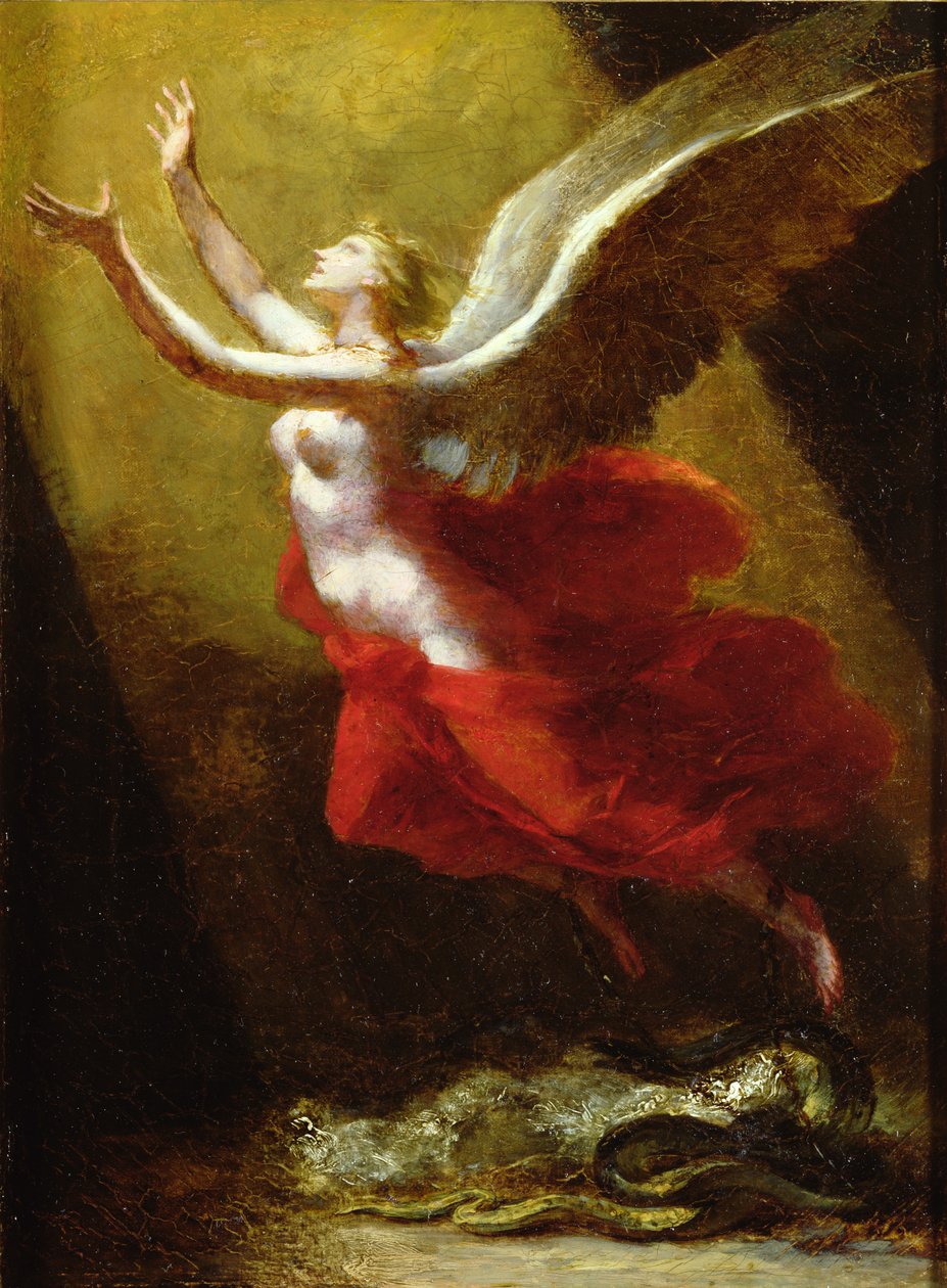 Studie for The Soul Breaking Links with the Earth, ca. 1822 av Pierre Paul Prudhon