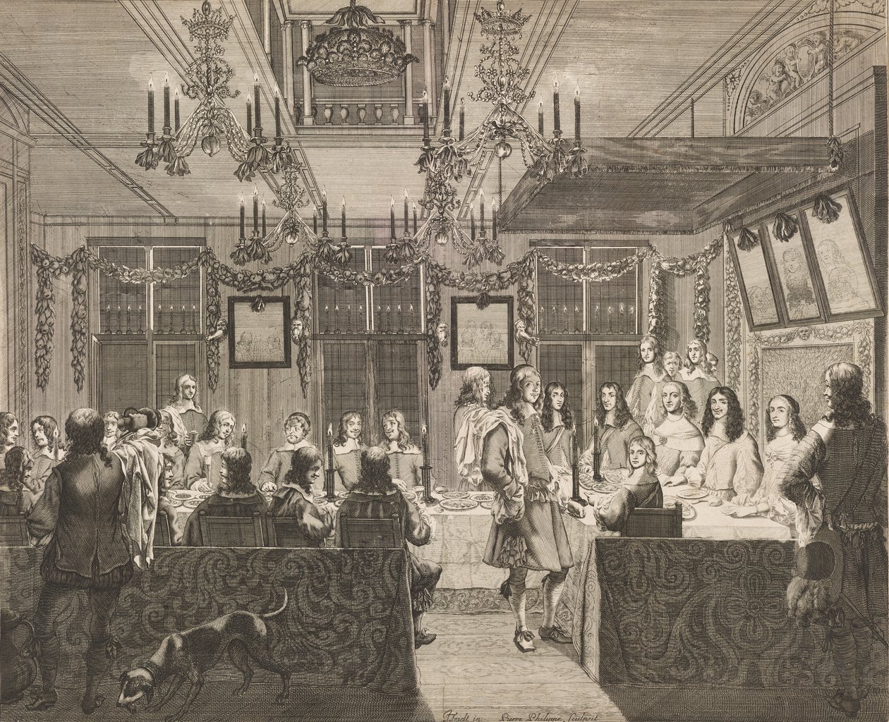 Bankett i Mauritshuis 30. mai 1660 i anledning besøket av Charles II (1630-1685), kongen av England av Pierre Philippe