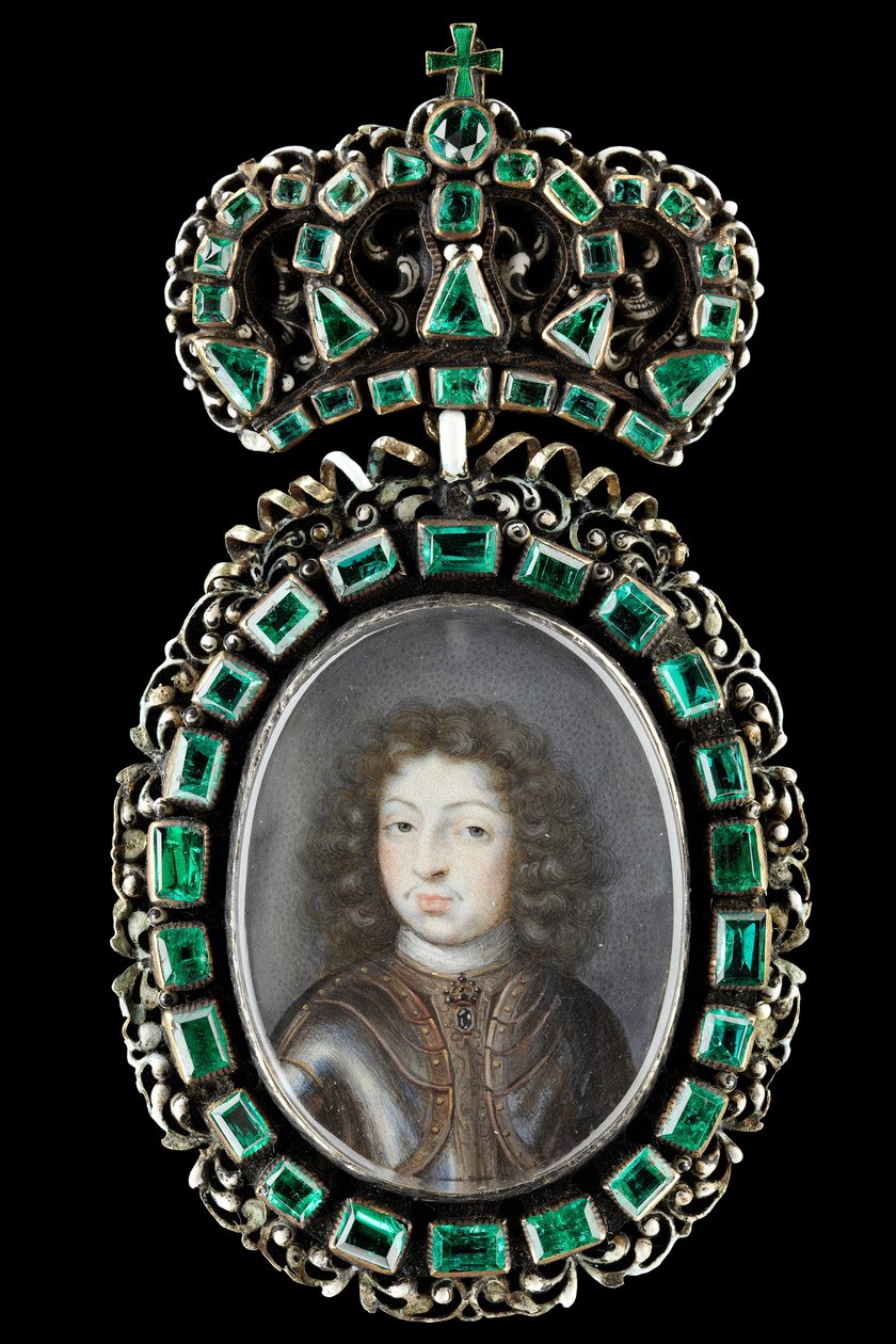 Miniatyrportrett av Karl XI, konge av Sverige 1660-1697 av Pierre Signac