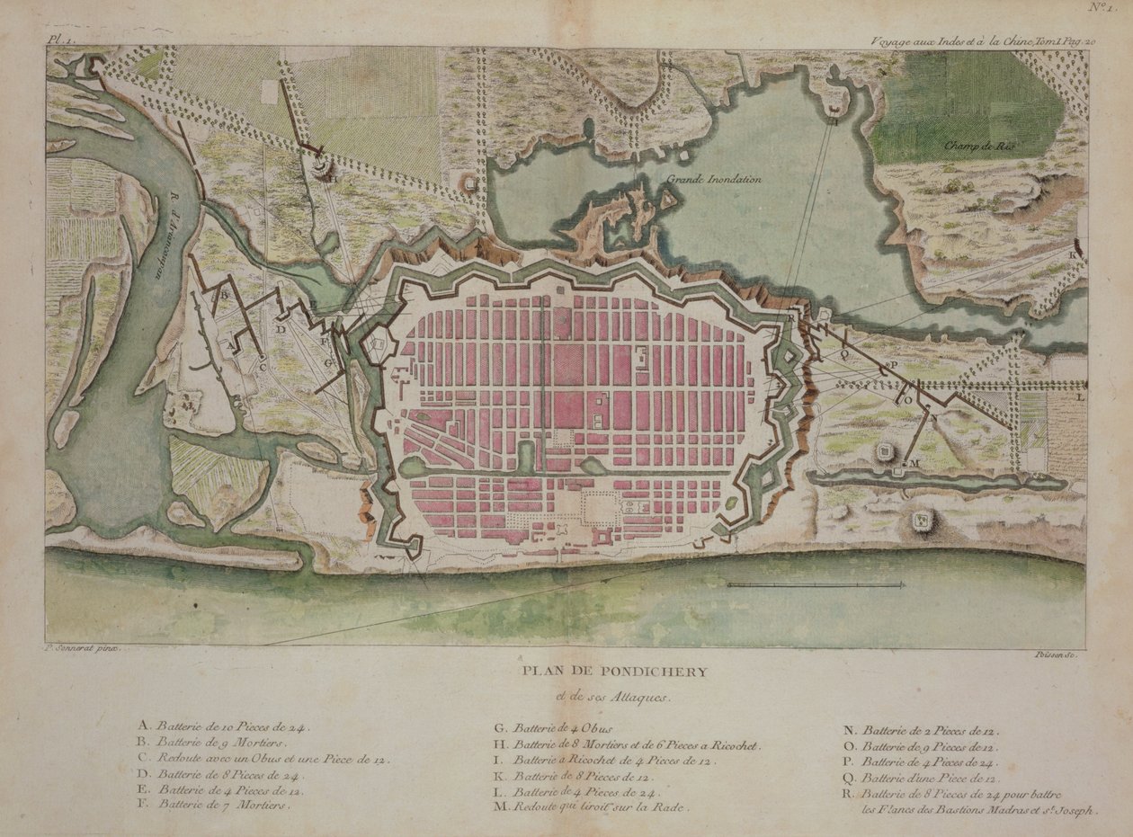 Plan av Pondicherry, fra 