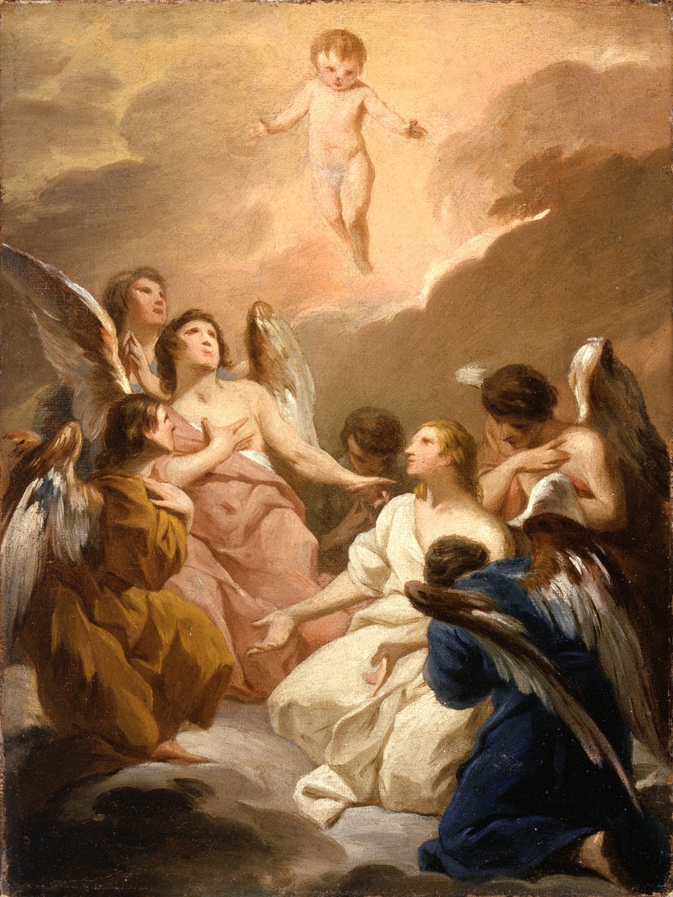 Syv engler som tilber Kristusbarnet, ca. 1730-40 av Pierre Subleyras